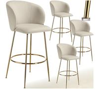 TecTake® Lot de 4 Tabouret Bar Aspect Velours Chaise de Bar avec Repose-Pieds Chaise Haute Cuisine pour îlot Central H106cm Rembourrée avec Dossier Tabouret Haut Cuisine comptoir Bar