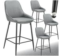 TecTake® Lot de 4 Tabouret Bar en Tissu Chaise de Bar Chaise Haute Cuisine pour îlot Central H100cm Rembourrée avec Dossier Tabouret Haut Cuisine Comptoir Salon