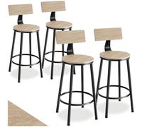 tectake® Lot de 4 Tabourets de Bar Ø54 x 101,5 cm, Chaise Haute Cuisine Tabouret de Bar avec Repose Pied Style Industriel Tabouret Cuisine Chaises Hautes Chaise Mange Debout Tabourets, Bois Clair
