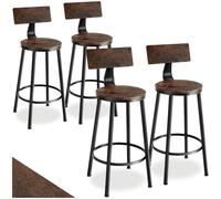 tectake® Lot de 4 Tabourets de Bar Ø46,5 x 104 cm, Chaise Haute Cuisine Tabouret de Bar avec Repose Pied Style Industriel Tabouret Cuisine Chaises Hautes Chaise Mange Debout Tabourets, Bois Foncé