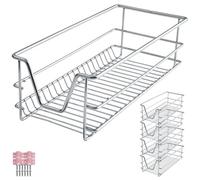 TecTake® Lot de 4 Panier de Rangement Coulissant en Inox pour Placard 30cm Tiroir coulissant idéal Organisateur cuisine, rangement sous evier, chambre, dressing, bureau, garde manger, cellier, maison