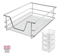 tectake® Lot de 4 Tiroir coulissant Cuisine, 40 cm, Organisateur placard, Tiroirs/Paniers télescopiques en acier, Rangement Cuisine, Dressing, Chambre, Garde manger, Bureau, Rangement sous evier