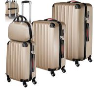 tectake Lot de 4 Valises de Voyage Valise Grande Taille Valise Cabine Valise soute Multifonction en ABS Polypropylène, Valise de Voyage à roulettes Valise avec Trousse de Toilette - Champagne