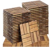 tectake® Lot de 40 Dalles clipsables exterieur Caillebotis exterieur Dalle Bois Résistant aux intempéries pour Revêtement de sol extérieur Terrasse Balcon Veranda Abri de jardin Dalle spa