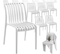 tectake® Lot de 6 Chaise de Jardin Fauteuil Salon extérieur, Empilable, Résistant aux intempéries, Max. 120 kg Légères, Salon de Jardin Exterieur, Meuble pour Amenagement Balcon Terrasse - Crème