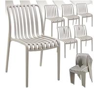 Chaises de jardin - TECTAKE - Lot de 6 chaises ALCUDIA empilables et résistantes aux intempéries 47 x 58 x 80,5 cm - Taupe