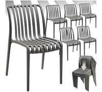 Chaises de jardin - TECTAKE - Lot de 6 chaises ALCUDIA empilables résistantes aux intempéries 47 x 58 x 80,5 cm - Gris anthracite
