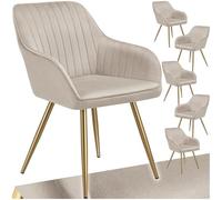 TecTake® Lot de 6 Chaise de Salle à Manger rembourrée Moderne Chaise Velours Fauteuil Salon Chaise Scandinave Pieds en Acier, Chaise Coiffeuse, Chambre, Coiffeuse, Salon, Cuisine, Dressing
