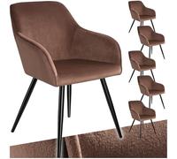 TecTake® Lot de 6 Chaises de Salle à Manger Chaises Rembourrées Fauteuil Salon Design Scandinave Pieds en Metal Noirs Élégant avec Accoudoirs Chaise Coiffeuse, Chambre, Salon, Bureau, Cabinet