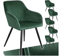 TecTake® Lot de 6 Chaises de Salle à Manger Chaises Rembourrées Fauteuil Salon Design Scandinave Pieds en Metal Noirs Élégant avec Accoudoirs Chaise Coiffeuse, Chambre, Salon, Bureau, Cabinet