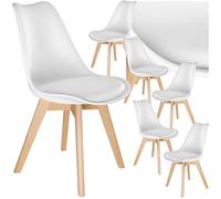 Chaises de salle à manger - TECTAKE - Lot de 6 fauteuils repas FRÉDÉRIQUE style scandinave forme ergonomique - Blanc