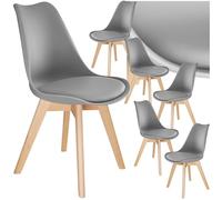 TecTake® Lot de 6 Chaises de Salle à Manger Design Scandinave Chaise Confortable Rembourrée avec Pieds en Bois Massif Meuble Salon pour Salon, Coiffeuse, Chambre, Cuisine, Bureau, Cabinet