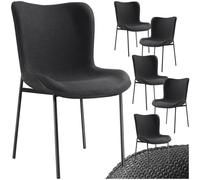 TecTake® Lot de 6 Chaises de Salle à Manger ergonomiques Design Chaise scandinave Confortable en Tissu, Pieds en Acier laqué Noir, Chaise Cosy pour Salon, Chambre, Chaise Coiffeuse, Chaise de Bureau