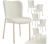 TecTake® Lot de 6 Chaises de Salle à Manger Ergonomiques Design Scandinave en Tissu Bouclette, Pieds en Métal Doré - Confortable pour Salon, Chambre, Coiffeuse, Bureau