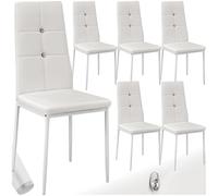 TecTake® Lot de 6 Chaises de Salle à Manger Moderne Chaise Ergonomique Rembourrée Confortable Chaise Design en Cuir synthétique Meuble Salon avec Pieds en Acier pour Salon, Coiffeuse, Chambre