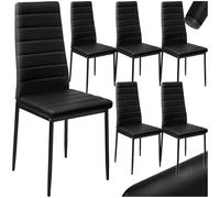 TecTake Lot de 6 Chaises de Salle à Manger Modernes Chaises Rembourrées Confortables Chaise Design en Cuir synthétique Meuble de Salon avec Pieds en Metal - Noir