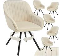 Chaises - TECTAKE - Lot de 6 fauteuils pivotants à 360° SNUG avec accoudoirs velours rembourrés - Crème