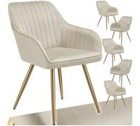 TecTake® Lot de 6 Chaises de Salle à Manger rembourrée Moderne Chaise Velours Fauteuil Salon Chaise Scandinave Pieds en Acier, Chaises Coiffeuse, Chambre, Salon, Cuisine, Dressing
