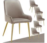 Chaises - TECTAKE - Lot de 6 chaises rembourrées style scandinave AVANE aspect velours forme ergonomique et dossier haut - Taupe