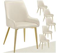 Chaises - TECTAKE - Lot de 6 chaises rembourrées style scandinave AVANE aspect velours forme ergonomique et dossier haut - Beige