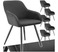 tectake® Lot de 6 Chaises de Salle à Manger rembourrées modernes Chaise Velours côtelé Fauteuil salon Chaise Scandinave Pieds en Acier Élégant avec Accoudoirs Chaise pour coiffeuse, chambre, coiffeuse