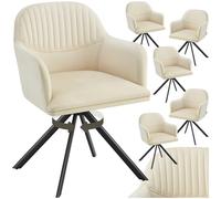 TecTake® Lot de 6 Chaises pivotantes de Salle à Manger Moderne Fauteuil Salon Velours Chaise Rembourrée Confortable Chaise Design Meuble Salon pour Salle à Manger, Coiffeuse, Chambre, Cuisine