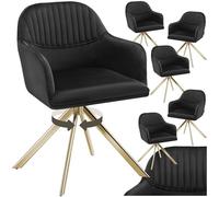 Chaises - TECTAKE - Lot de 6 fauteuils LONA pivotants à 360° avec rembourrage épais et dossier arrondi 56 x 59 x 81 cm - Noir/Or