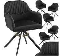 tectake® Lot de 6 Chaises pivotantes de Salle à Manger Moderne Fauteuil Salon Velours Chaise Rembourrée Confortable Chaise Design Meuble Salon pour Salle à Manger, Coiffeuse, Chambre, Cuisine