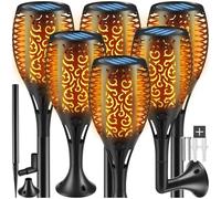 tectake® Lot de 6 Lampe solaire Exterieur LED sur piquet, sur socle ou comme Applique murale exterieur Lampe murale sans fil Éclairage pour chemins Maison Jardin terrasse garage Lampe décorative