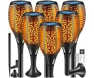 tectake® Lot de 6 Lampe solaire Exterieur LED sur piquet, sur socle ou comme Applique murale exterieur Lampe murale sans fil Éclairage pour chemins Maison Jardin terrasse garage Lampe décorative