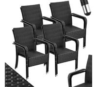 Chaises de jardin - TECTAKE - Lot de 8 fauteuils de repas d'extérieur en rotin résistants aux UVs 58 x 67 x 90 cm - Noir
