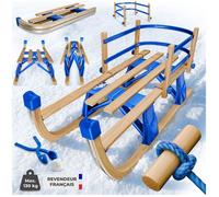 TECTAKE Luge en bois de hêtre VIVIAN pliable avec dossier et patins en acier solides avec capacité 130kg