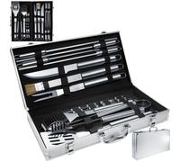 tectake® Malette Accessoires Barbecue 18 pièces en Acier Inoxydable Coffret Aluminium Kit Accessoires Grill Plancha Brasero BBQ Ustensiles Barbecue Ustensiles de Cuisine Grillade Cuisine exterieure