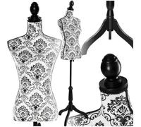 TecTake Buste de Femme Mannequin de Couture | Réglable en Hauteur : 133 - 168 cm (Noir-Blanc | no. 402565)