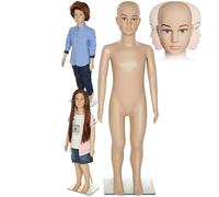 tectake® Mannequin de vitrine Mannequin Enfant démontable | Pivotable et Mobile | Pied en Verre avec Attaches pour Les Mollets