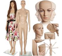 tectake® Mannequin de vitrine Mannequin Femme Mannequin démontable | Pivotable et Mobile | Pied en Verre avec Attaches pour Les Mollets Mannequin Homme Mannequin Enfant