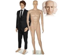 tectake® Mannequin de vitrine Mannequin Homme démontable | Pivotable et Mobile | Pied en Verre avec Attaches pour Les Mollets