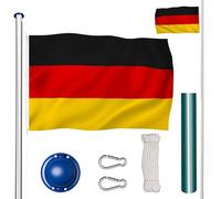 tectake® Mat de Drapeau Téléscopique en Aluminium Hauteur Réglable max. 625 cm avec Drapeau, Douille au Sol et Corde pour Évènements sportifs Football Rugby - 16 Pays au choix - Drapeaux allemand