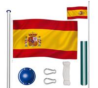 tectake® Mat Téléscopique en Aluminium Hauteur Réglable max. 625 cm avec Drapeau, Douille au Sol et Corde pour Évènements sportifs Football Rugby - 16 Pays au choix - Espagnol