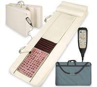 tectake® Matelas chauffant masseurs électriques, 186,5 x 60 x 11 cm, Appareil de massage, Masseur Dos et Cervicales, Massage dos, Appareil massage, Fauteuil massant, Siege massant, Relaxation, Beige