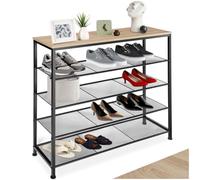 tectake® Meuble à chaussures 100 x 30,5 x 93 cm, Style industriel Rangement chaussures 4 étagères grillagées, Etagere chaussure Meuble chaussure Entree Dressing Chambre Meubles pour entrée, Bois clair