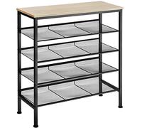 TecTake® Meuble à Chaussures 75,5 x 30,5 x 85,5 cm, Style Industriel, Meuble Chaussure 4 étagères, Rangement Chaussure Meubles d'entrée Étagère Rangement Meubles Chaussures Salon Dressing, Bois Clair
