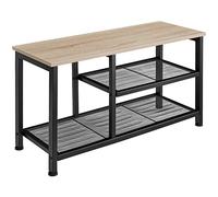 TecTake® Meuble Chaussures Pratique 80 x 30 x 45,5 cm, Rangement Chaussure 3 étagères grillagées, Style Industriel, Meuble Chaussure Etagere Rangement Chaussures Dressing Chambre, Bois Clair