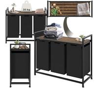 TECTAKE Panier à linge avec étagère style industriel en bois et acier - 34x93,5x72cm