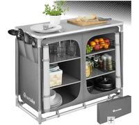 TecTake® Meuble de Rangement Cuisine de Camping Luxueuse Pliable en Aluminium, avec 6 Étagères, Plan de Travail, Pieds réglables, Sac de Transport Inclus, Stockage pour Vaisselle, Accessoires Cuisine