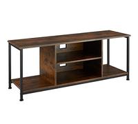 TecTake® Meuble TV 120 x 40 x 50,5 cm, Banc TV Salon Chambre, 4 Compartiments Ouverts et Étagère réglable, Meuble Rangement Television, Style Industriel, Meubles de Salon pour télévision, Bois foncé