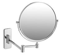 tectake® Miroir de Maquillage Ø20 cm avec grossissement 7x, Inclinable à 360°, Orientable et Rabattable, Miroir double face en acier chromé, Fixation murale, Maquillage et Rasage, Salle de bain, Hôtel