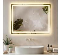 TecTake® Miroir Salle de Bain éclairage LED intégré, Miroir Coiffeuse à LED, 3 Couleurs de lumière réglables, Fonction mémoire, Anti-buée, Idéal Salle de Bain, Coiffeuse, Makeup Mirror, 60 x 80 cm