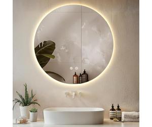 tectake® Miroir Salle de Bain Rond éclairage LED intégré, Miroir Coiffeuse à LED, 3 Couleurs de lumière réglables, Fonction mémoire, Anti-buée, Idéal Salle de Bain, Coiffeuse, Makeup Mirror, Ø 80 cm