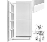 tectake® Moustiquaire fenetre et porte cadre en Aluminium 95x210 cm Blanc Filet anti moustique Résistante aux intempéries & aux UV idéal Chambre enfant, salon, chambre bebe Entrée Maison